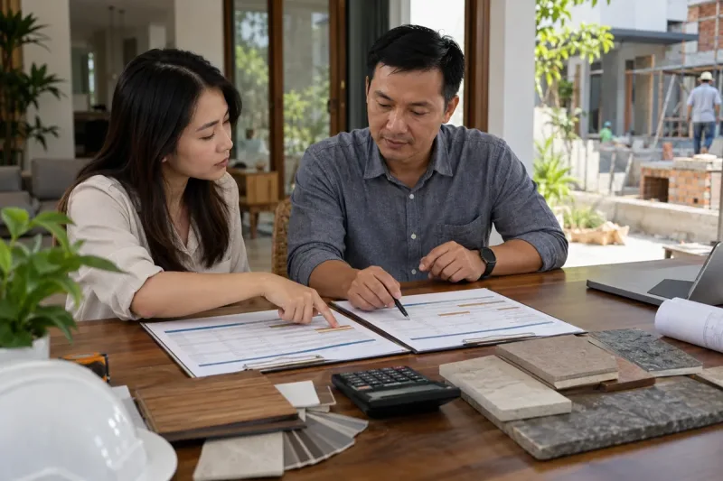 Chủ nhà và dự toán viên so sánh phạm vi hai báo giá