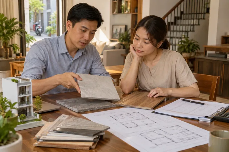 So sánh phương án vật liệu hoàn thiện và ngân sách