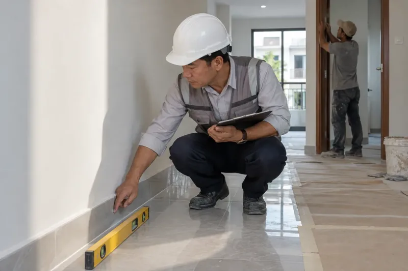 Giám sát kiểm tra ốp lát sơn và khung cửa trong nhà phố