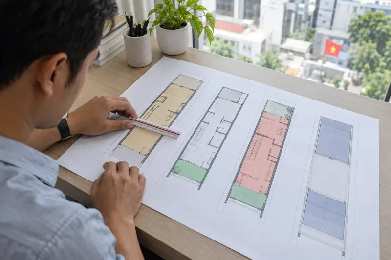Người lập dự toán đo diện tích trên bản vẽ nhà ở
