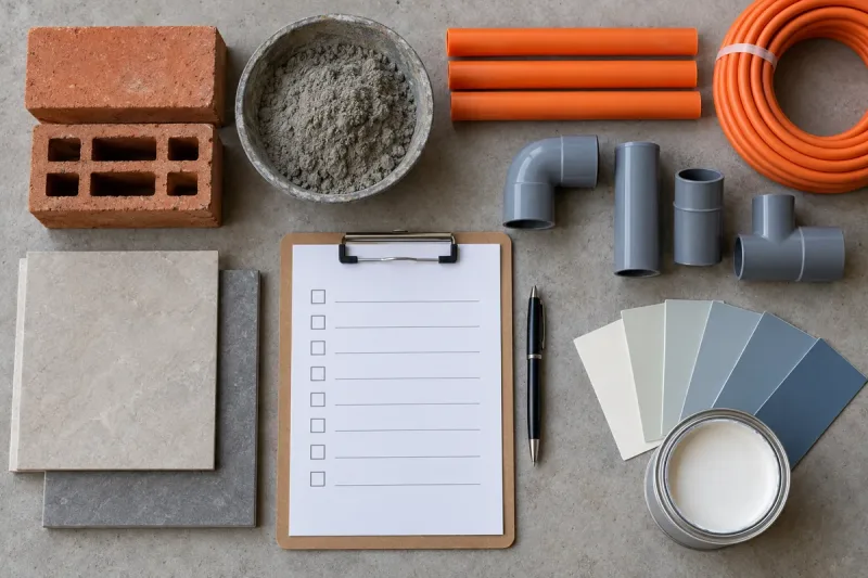 Danh mục vật tư và checklist dùng để đối chiếu báo giá xây nhà