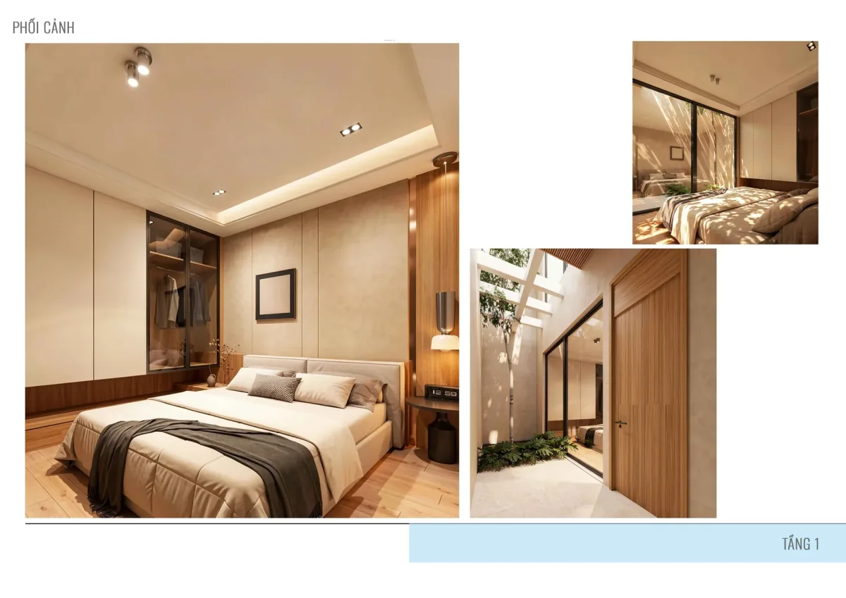 Phối cảnh phòng ngủ 1 trong hồ sơ thiết kế nhà ở tại Biên Hòa
